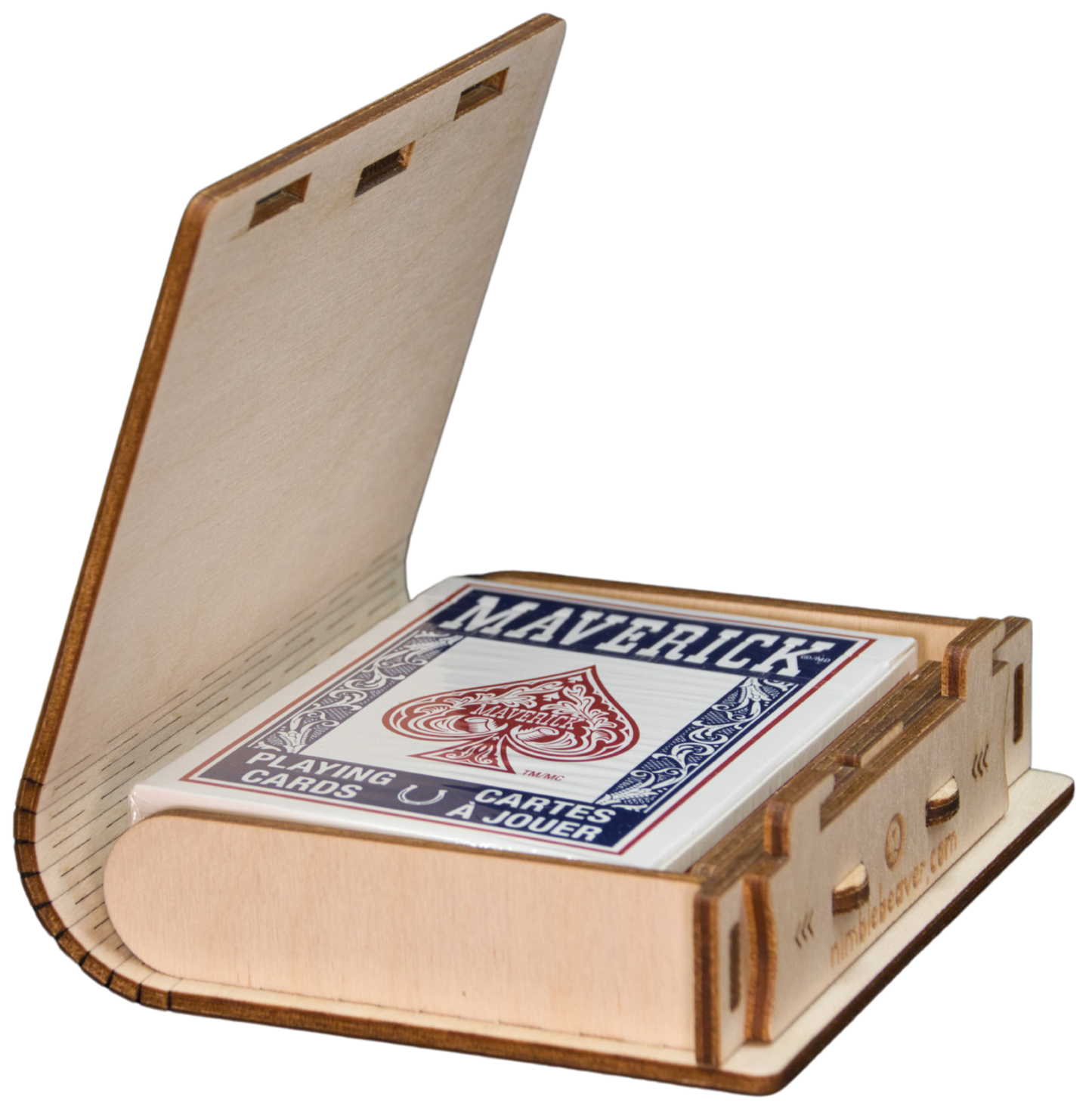 Premium Wooden Playing Card Box – Laser Engraved with Living Hinge Design