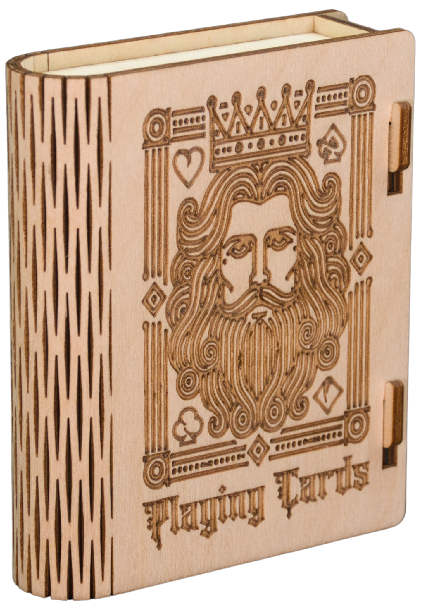 Premium Wooden Playing Card Box – Laser Engraved with Living Hinge Design
