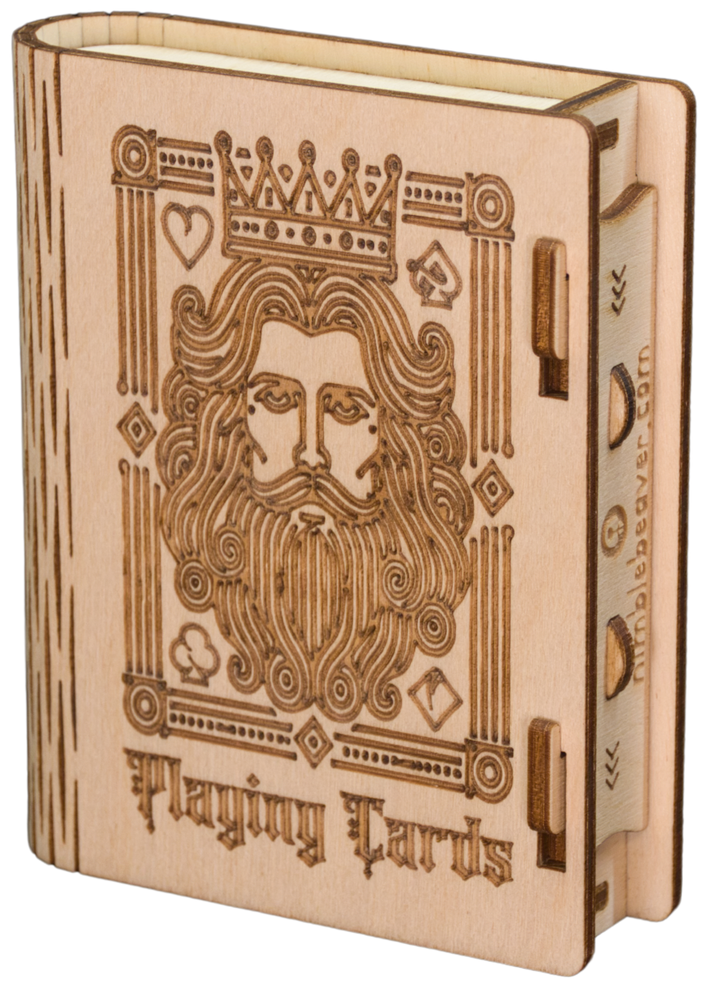 Premium Wooden Playing Card Box – Laser Engraved with Living Hinge Design