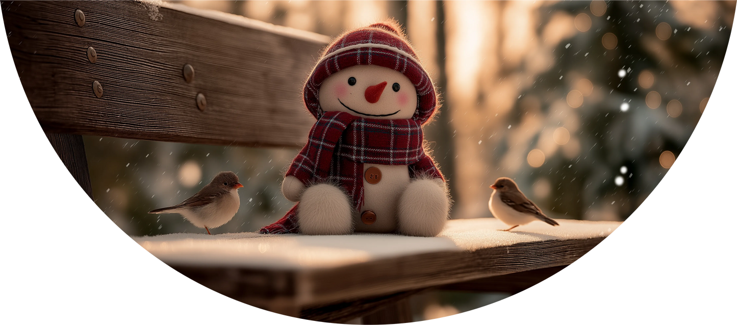 Snowman on Bench