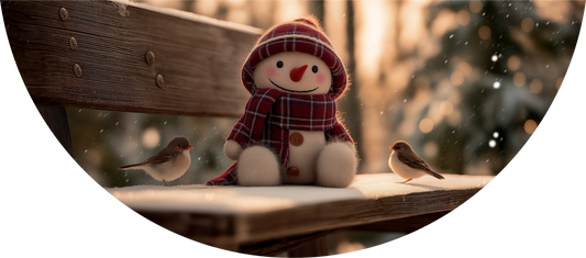 Snowman on Bench